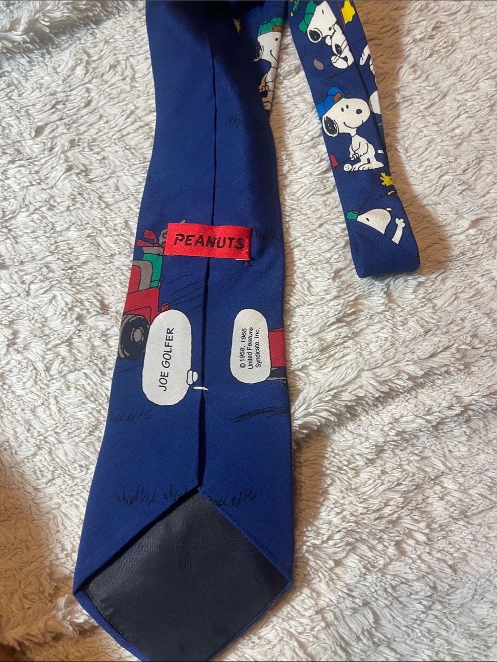 Peanuts Navy Blue Snoopy & Woodstock Joe golfer tie